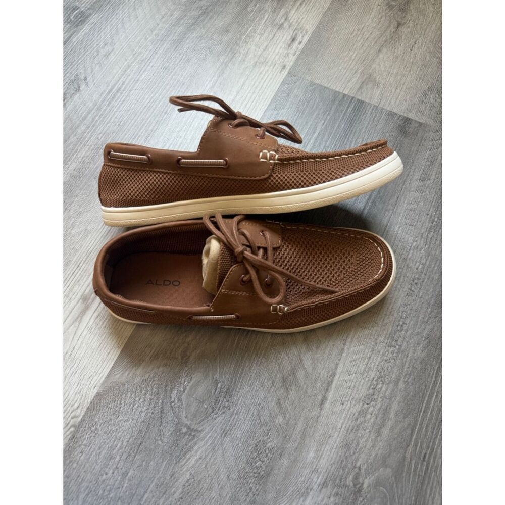 ALDO Men’s Brown White Knit Boat Shoes 8 Comfy Coastal